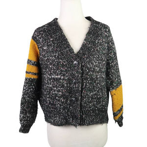 BDG Urban Outfitters black marled knit varsity cardigan sweater XS